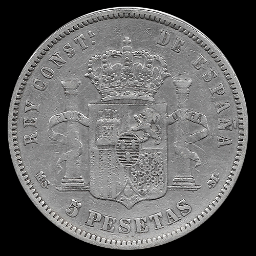 	NA2 - ESPANHA - 5 PESETAS - 1882 (81) - ALFONSO XII REY - MONEDA DE PLATA